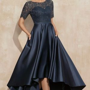 Special occasion chiffon and lace dress. Navy blue. New with tags. 14